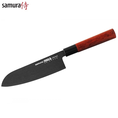 Изображение Samura Okinawa Stonewash Virtuves Santoku nazis 175mm no AUS 8 Japāņu tērauda  58 HRC