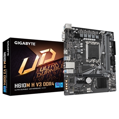 Изображение Gigabyte H610M H V3 DDR4 Motherboard - Supports Intel Core 14th CPUs, 4+1+1 Hybrid Phases Digital VRM, up to 3200MHz DDR4, 1xPCIe 3.0 M.2, GbE LAN, USB 3.2 Gen 1