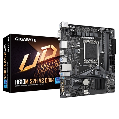 Attēls no Gigabyte H610M S2H V3 DDR4 Motherboard - Supports Intel Core 14th CPUs, 4+1+1 Hybrid Digital VRM, up to 3200MHz DDR4, 1xPCIe 3.0 M.2, GbE LAN , USB 3.2 Gen 1