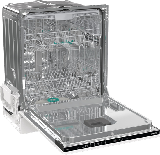 Изображение Dishwasher | GV643E90 | Built-in | Width 60 cm | Number of place settings 16 | Number of programs 6 | Energy efficiency class E | Display | AquaStop function | White