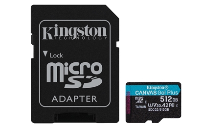 Attēls no Kingston Technology 512GB microSDXC Canvas Go Plus 170R A2 U3 V30 Card + ADP