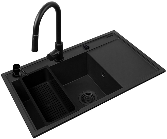 Picture of Set - PYRAMIS CAMEA (79X50) 1B 1D L sink + IDEA BLACK EDITION mixer tap - 070168402BE - Volcano