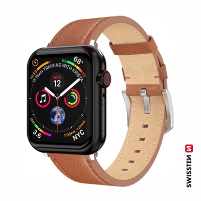 Attēls no Swissten Leather Band for Apple Watch 42 / 44 / 45 / 49 mm