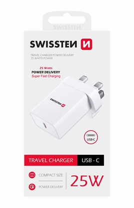 Attēls no Swissten Travel Charger PD USB-C for UK socket 25W