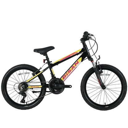 Изображение Bērnu velosipēds Bisan 20 KDX2600 (PR10010392) melns/dzeltens/rozā