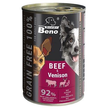 Picture of SUPER BENO Beef with venison - wet dog food - 415g