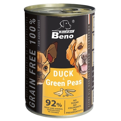 Изображение SUPER BENO Duck with green peas - wet dog food - 415g