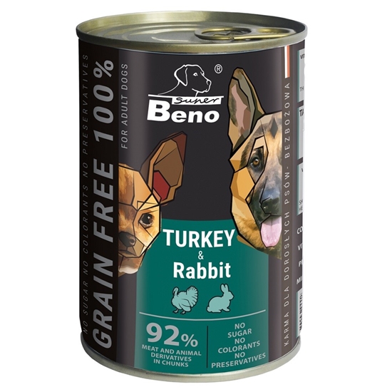 Picture of SUPER BENO Turkey and rabbit - wet dog food - 415g