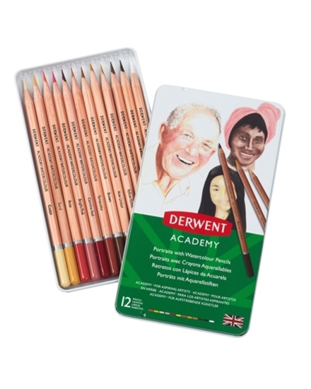 Изображение Derwent Academy Portrait Watercolour Pencils 12 Tin