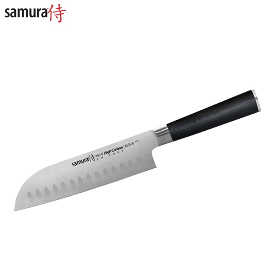 Изображение Samura MO-V Stoneuāca Santoku izurbts 7.0''/180 mm no AUS 8 Japāņu tērauda 59 HRC