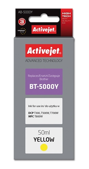 Picture of Activejet AB-5000Y Ink Bottle (replacement for Brother BT-5000Y; Supreme; 50 ml; yellow)