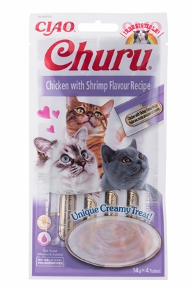 Picture of INABA Churu Chicken with prawns - cat treats - 4x14 g