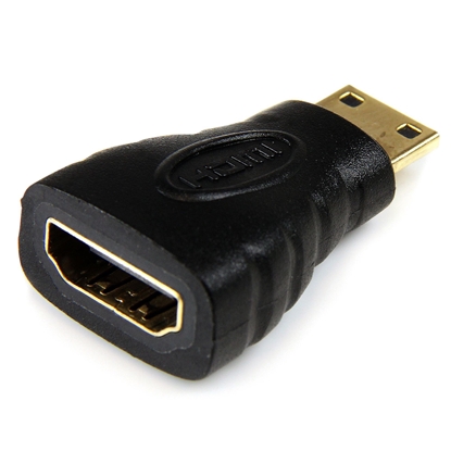 Picture of StarTech.com Mini HDMI to HDMI Adapter - 4K High Speed HDMI Adapter - 4K 30Hz Ultra HD High Speed HDMI Adapter - HDMI 1.4 - Gold Plated Connectors - UHD Mini HDMI Adapter 4K - Black