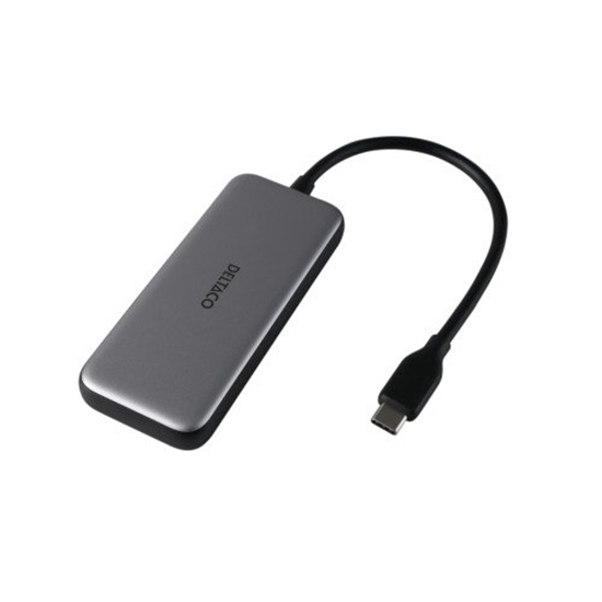 Picture of Adapteris DELTACO USB-C hub su 4-ports, 5 Gbit/s, 100W PD, sidabrinis /  USBC-HUB204