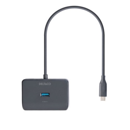 Attēls no Adapteris USB-C ŠAKOTUVAS DELTACO, 5 GBPS, 4X USB-A, JUODAS / USBC-HUB203