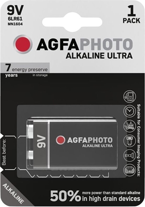 Attēls no Agfa Photo AgfaPhoto Batterie Alkaline Ultra -9V 6LR61 E-Block     1St.