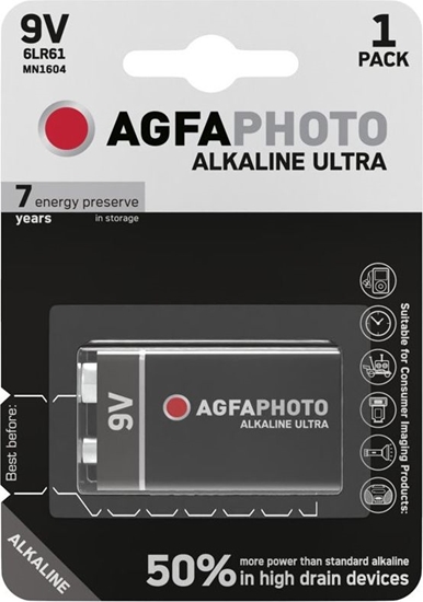 Picture of Agfa Photo AgfaPhoto Batterie Alkaline Ultra -9V 6LR61 E-Block     1St.