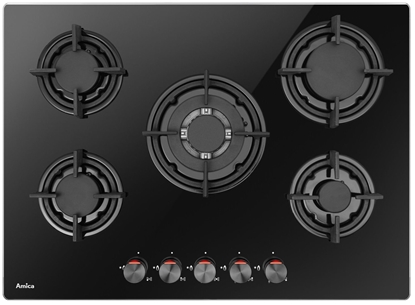 Picture of Amica PGCA7101AoB Black Built-in 70 cm Gas 5 zone(s)