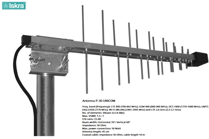 Attēls no Antena Iskra Antenna P-30 UNICOM H/V+H155 10m+SMA ISKRA Silver