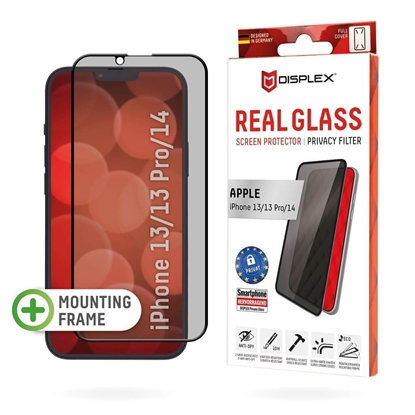 Attēls no Apple iPhone 13/13 Pro/14 Real 3D Screen Privacy Glass By Displex Black