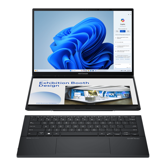 Picture of Asus | Zenbook Inkwell Gray | 14 " | OLED | Touchscreen | 2880 x 1800 pixels | Glossy | Intel Core Ultra 9 | 32 GB | LPDDR5X | Solid-state drive capacity 1000 GB | Intel Arc Graphics | Windows 11 Pro | 802.11ax | Bluetooth version 5.3 | Keyboard language 