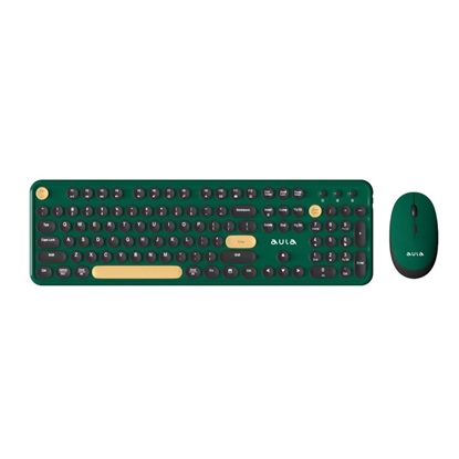 Изображение Aula AC306 2in1 2.4G Wireless combo Tastatūra (EN+RU) un Datora pele Green