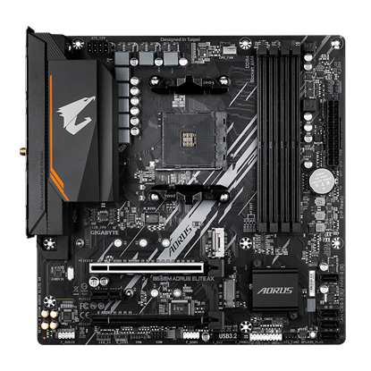 Attēls no Pagrindinė plokštė Gigabyte B550M AORUS ELITE AXG13  Processor family AMD  Processor socket AM4