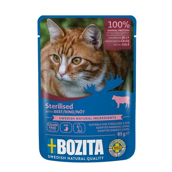 Изображение BOZITA sterilised beef jellied pieces - wet cat food - 85g