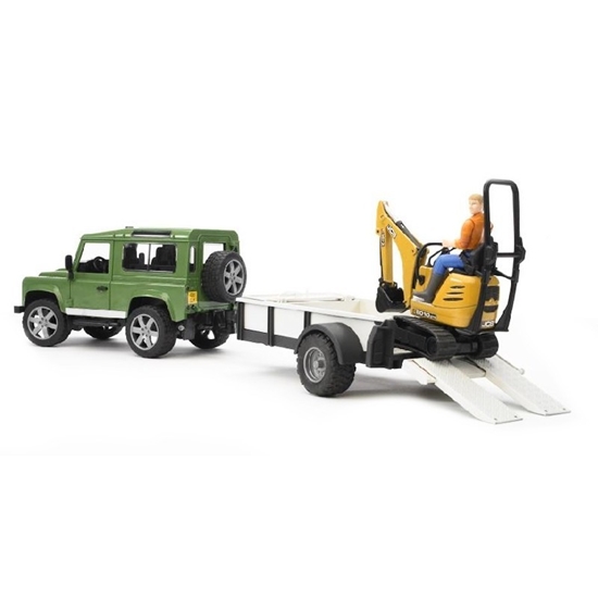 Изображение Bruder Professional Series Land Rover Defender with Trailer - CAT and Man (02593)