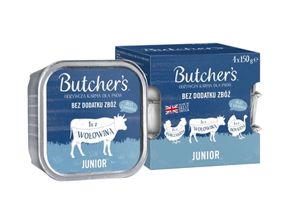 Picture of BUTCHER'S Original Junior Mega pack mix Pate - wet dog food - 4 x 150g