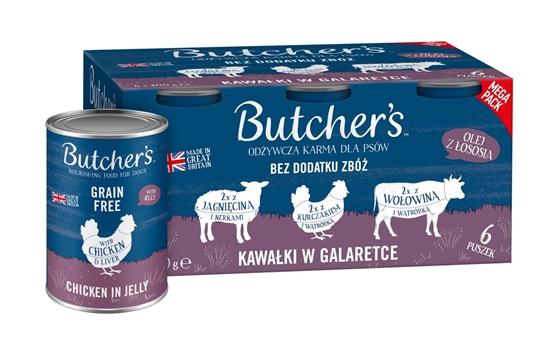 Picture of BUTCHER'S Original Mega pack mix pieces in jelly - wet dog food - 6 x 400g