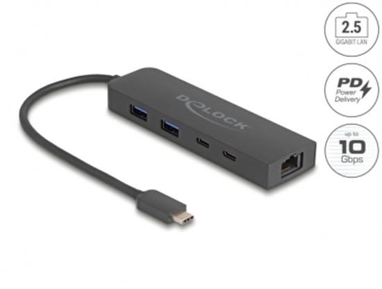 Picture of Delock 10 Gbps USB Hub with 2.5 Gigabit LAN port and PD 85 Watt