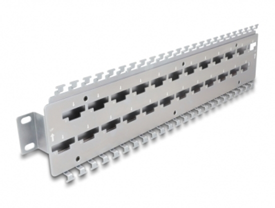 Picture of Delock 19″ Cable support rail for network cable connectors with LSA connection 24 port metal