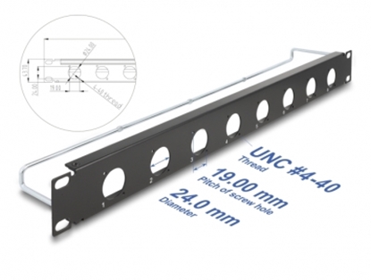 Attēls no Delock 19″ D-Type Patch Panel with strain relief 8 port 1U black