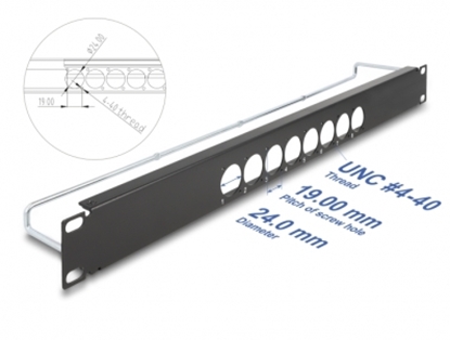 Attēls no Delock 19″ D-Type Patch Panel with strain relief central 8 port 1U black