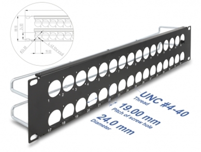 Attēls no Delock 19″ D-Type Patch Panel with strain reliefs 32 port 2U black