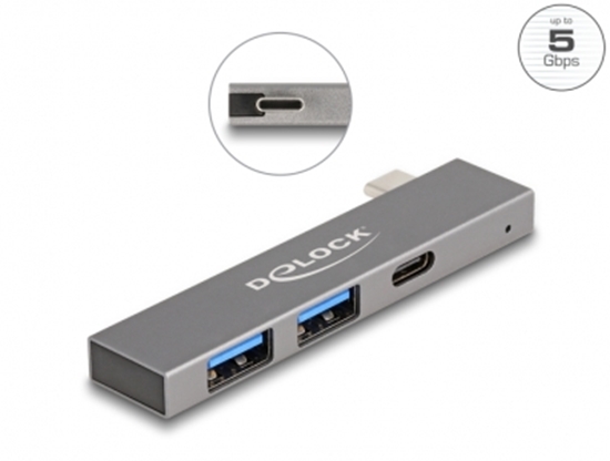 Изображение Delock 3 Port Slim USB Hub with USB Type-C™ to 1 x USB 5 Gbps USB Type-C™ + 2 x USB 5 Gbps Type-A