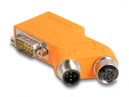 Attēls no Delock D-Sub 9 male and female to M12 male and female 5 pin A-coded CAN bus splitter 35° orange