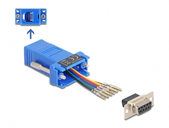 Picture of Delock D-Sub 9 pin female to RJ12 female Assembly Kit blue