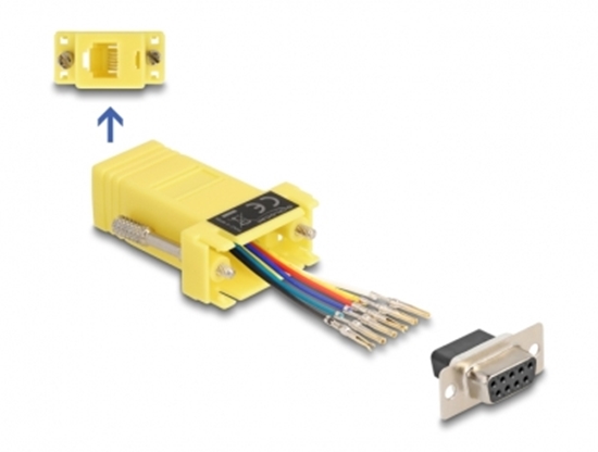 Picture of Delock D-Sub 9 pin female to RJ12 female Assembly Kit yellow