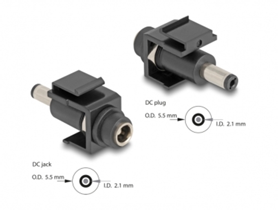 Picture of Delock Keystone Module DC 5.5 x 2.1 mm female to DC 5.5 x 2.1 mm male black