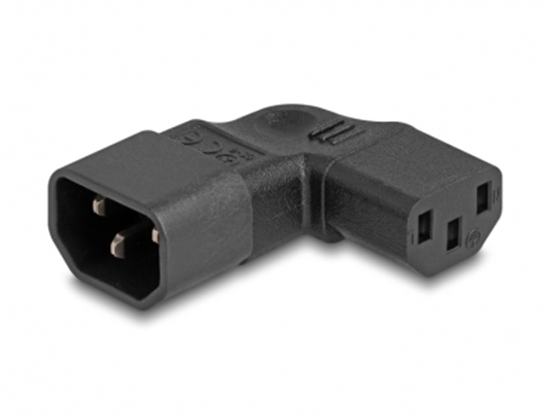 Picture of Delock Power Adapter IEC 60320 - C14 to C13, male / female, 10 A, 90° left / right angled