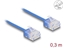 Picture of Delock RJ45 Network Cable Cat.6 UTP Ultra Slim 0.3 m blue with short plugs