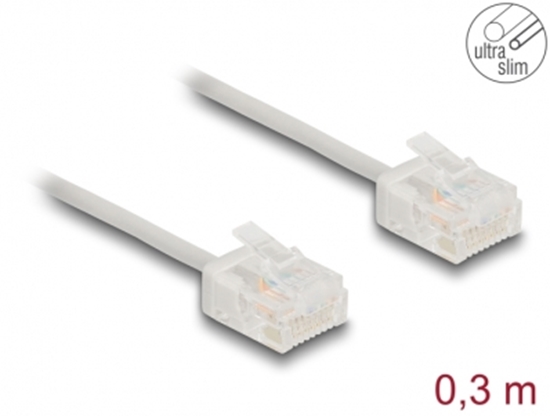 Picture of Delock RJ45 Network Cable Cat.6 UTP Ultra Slim 0.3 m grey with short plugs