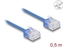 Picture of Delock RJ45 Network Cable Cat.6 UTP Ultra Slim 0.5 m blue with short plugs