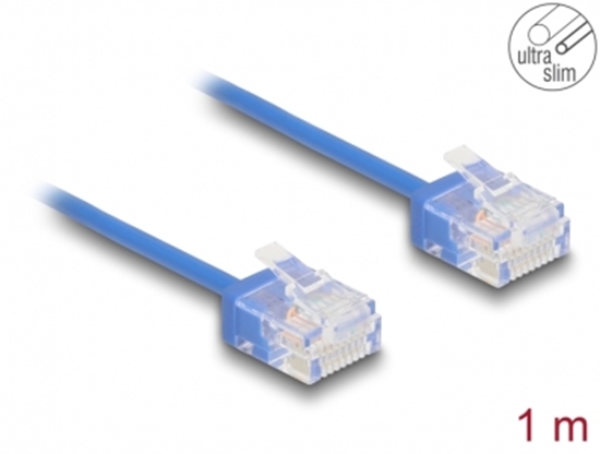 Picture of Delock RJ45 Network Cable Cat.6 UTP Ultra Slim 1 m blue with short plugs