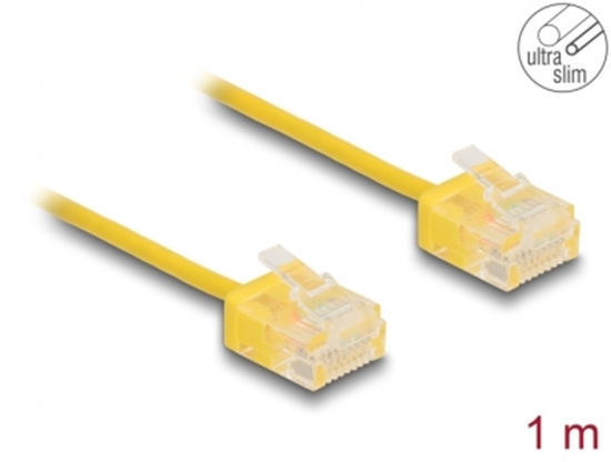 Изображение Delock RJ45 Network Cable Cat.6 UTP Ultra Slim 1 m yellow with short plugs