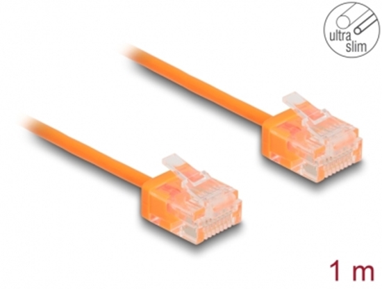 Picture of Delock RJ45 Network Cable Cat.6 UTP Ultra Slim 1 m orange with short plugs