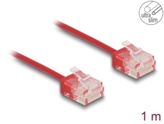 Изображение Delock RJ45 Network Cable Cat.6 UTP Ultra Slim 1 m red with short plugs