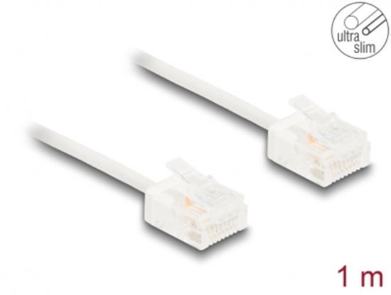 Изображение Delock RJ45 Network Cable Cat.6 UTP Ultra Slim 1 m white with short plugs